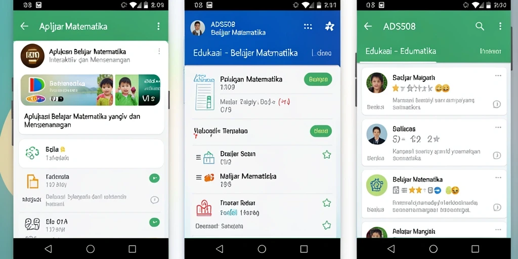 Tampilan antarmuka aplikasi ADS508 untuk belajar matematika.