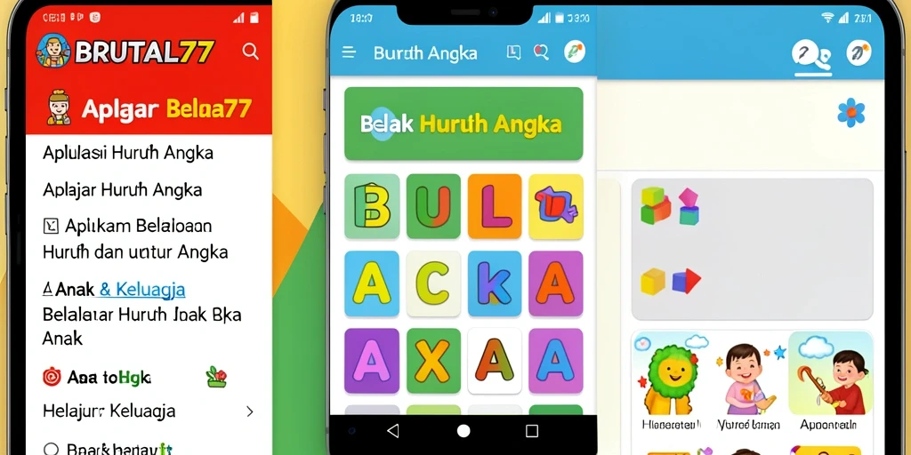 Tampilan antarmuka BRUTAL77 yang menarik dan interaktif bagi anak-anak.