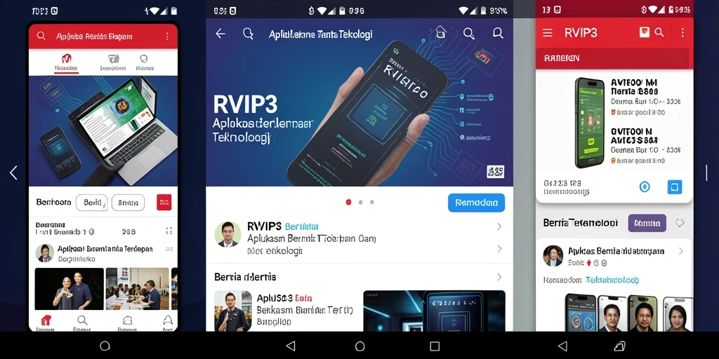 Tampilan utama aplikasi RVIP3 dengan berita terkini dan fitur yang menarik.