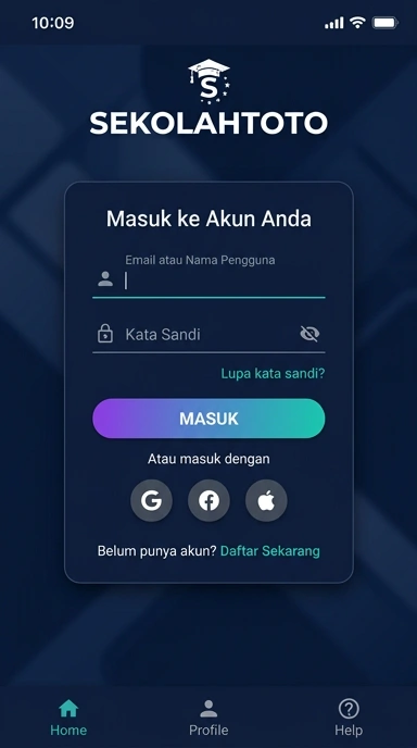 Tampilan halaman login sekolahtoto